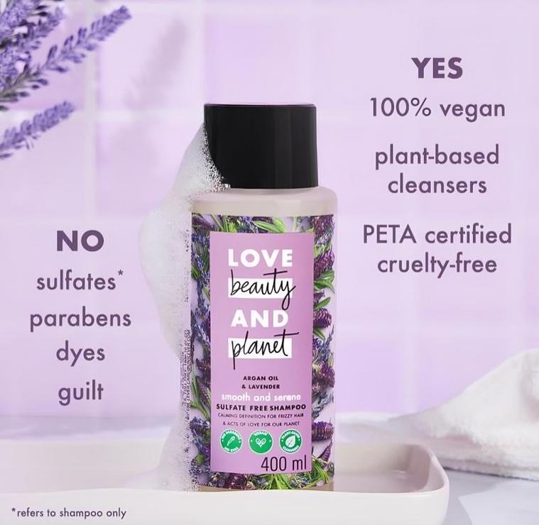 Love Beauty & Planet Argan Oil and Lavender Sulfate Free Smooth and Serene Shampoo 200ml