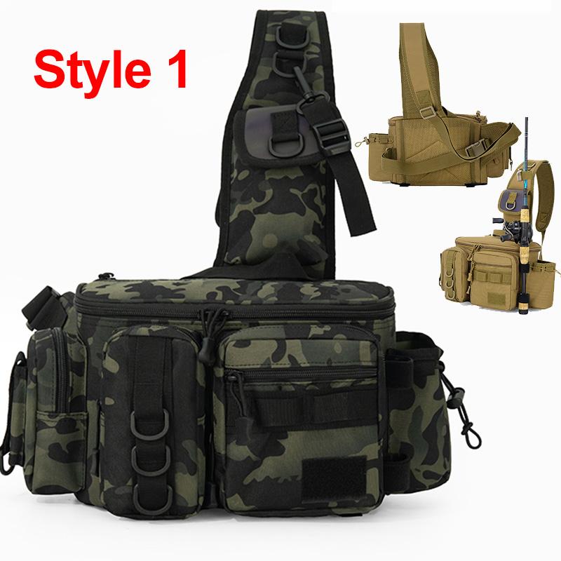 Fishing Tackle Backpack Lure Box Gear Storage Bag Fanny Pack for Men Fly Fishing Backpack with Rod Holder Sling Shoulder Bag