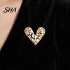 Elegant Lapel Pin Mini Love Heart Brooch Pin, Silver Golden Plated Shape Women Collar Pins Hats Bags Scarves Clothes Decorative Accessory Alloy