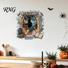Bat Wall Stickers for Halloween Stickers, 3D Broken Effect with Ghost Skeleton Pumpkin Decals, Self-Adhesive Waterproof Decor Mural Living Room
