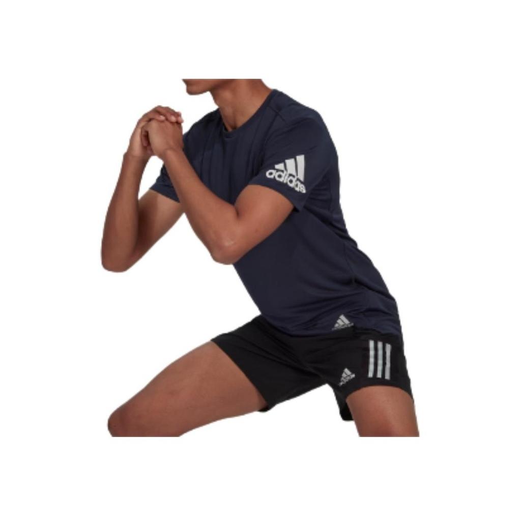 Adidas SS22 Run It Tee With Logo Print On Sleeve Men Tops Blue HL3966