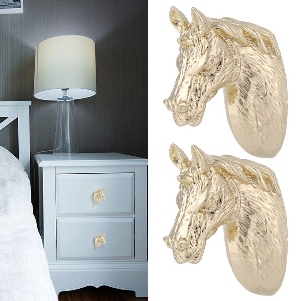 2pcs Zinc Alloy Drawer Pulls Durable Horse Head Knobs Modern Cabinet Handles Cabinets