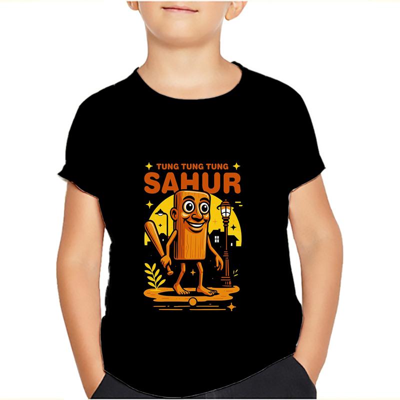 Тунг Тунг Тунг Сахур Мем Футболки Bombardiro Crocodilo Детские Мальчики Девочки Футболка Тралалеро Тралала Футболки с коротким рукавом Топы