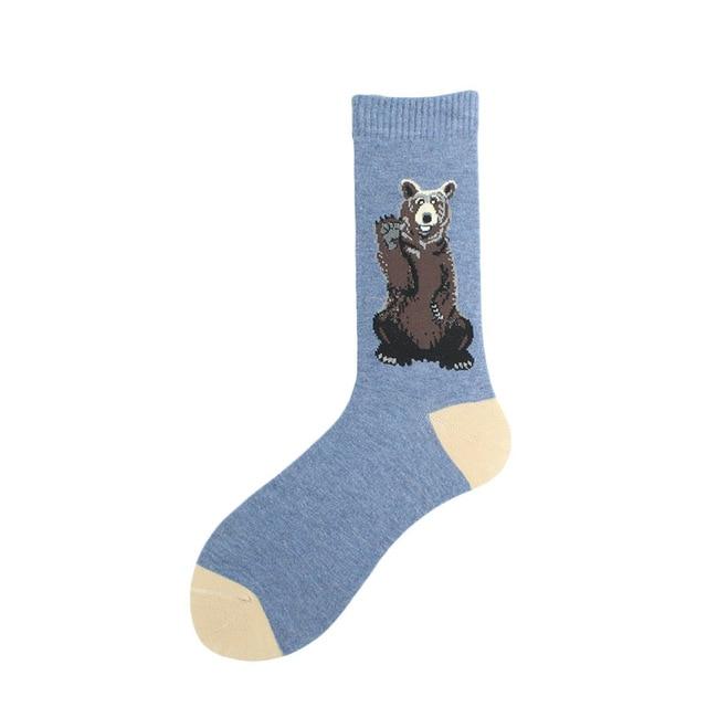 Animal Funny Socks Men Divertidos Happy Aliens Dinosaur Pug Panda Flamingo Cactus Sokken Unisex Novelty Skateboard Crazy Meias