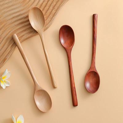3/6 шт. Ложка из натурального дерева с длинной ручкой, ложка для супа из цельного дерева, ложка для лапши рамен, японская бытовая обеденная ложка