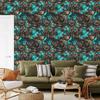 Brown, turquoise and sea green ink wallpaper for living room and bedroom 50x1000