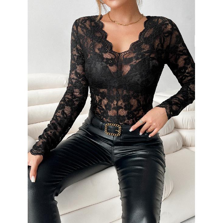 Spring And Autumn New Women'S Versatile Long Sleeve Daily Business Commuter Elegant Comfort Sexy Bottom Shirt Top