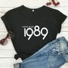 Vintage 1989 Harfli Print Ayollar Futbolkasi Qisqa Yengli O-Bo'yin Keng Ayollar Futbolkasi Ayollar Futbolkasi Kiyim Camisetas Mujer