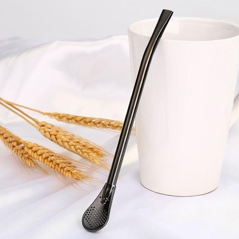 1 Pcs Fashion Color Multi-functional Drinking Straws Stainless Steel Straws Stir Bar Spoons Kitchen Tools