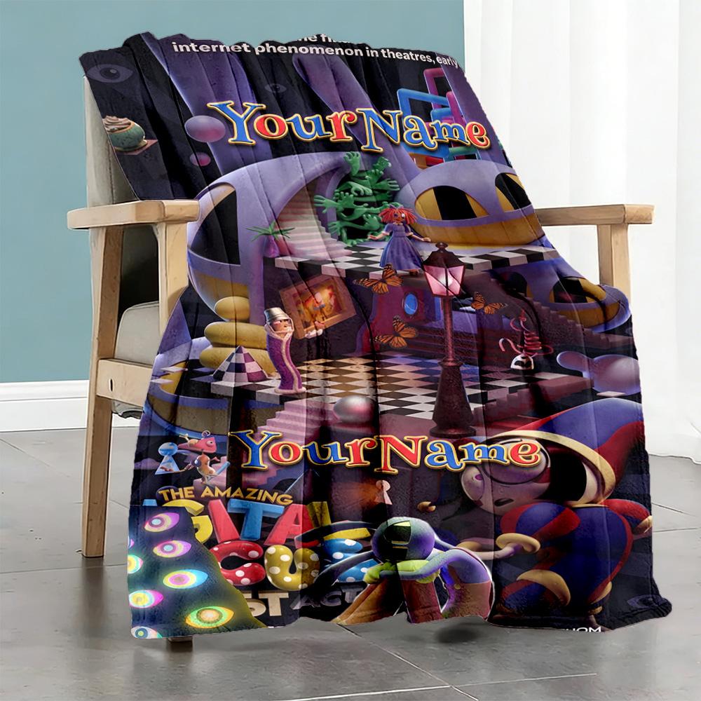 Digital Circus Customize Your Name Blanket Cozy Personalized Blanket Soft Warm Cozy Throw For Livingroom Living Room Couch Home Decor
