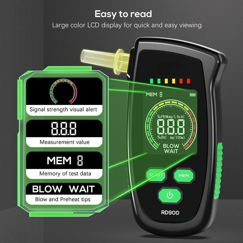 RD900 тестер алкоголя перезаряжаемый цифровой алкотестер алкотестер газовый детектор алкоголя для личного и профессионального использования
