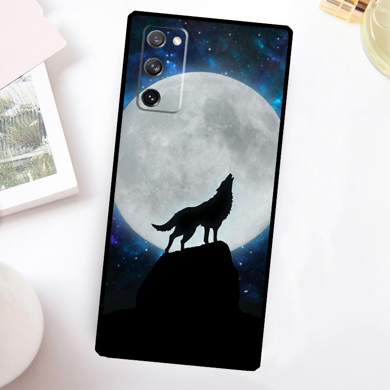 Чехол "Воющий волк на луне" для Samsung Galaxy S24 Ultra S21 S22 S23 Plus S20 FE S8 S9 S10 Note 10 20 Ultra