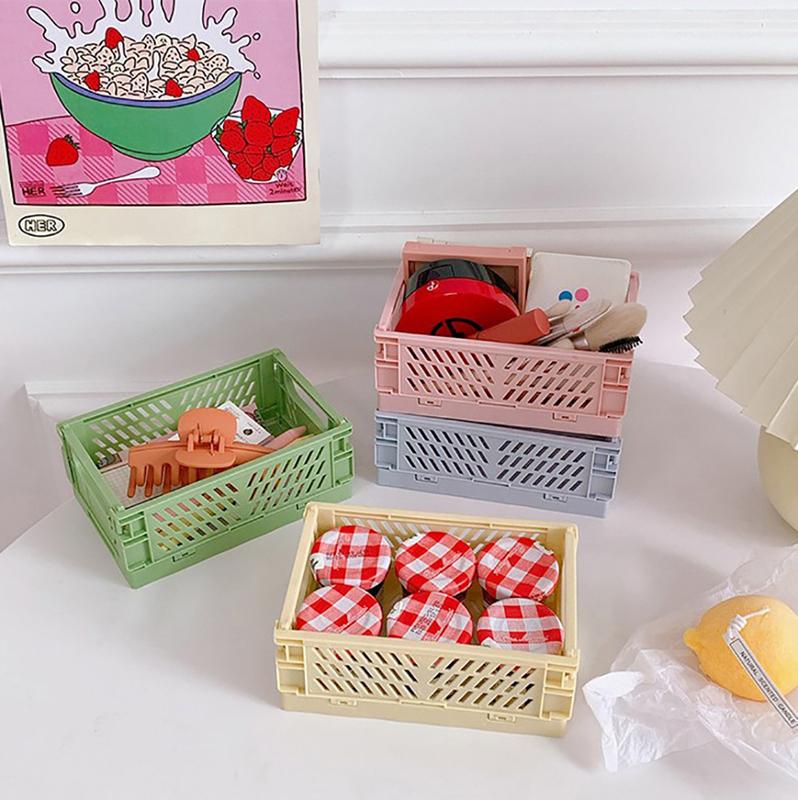 Korean Folding Plastic Desktop Stationery Organizer Storage Box Large Capacity