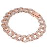Cuban Bracelet Cuban Boutique Rhinestone Jewelry Hip Hop Couple Bracelet Decorative AnkleRose Gold