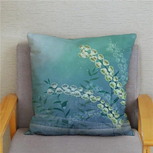 Tulip Flower Printed Pattern Cushion Cover for Home Living Room Sofa Decoration Waist Cushion Pillow Cover