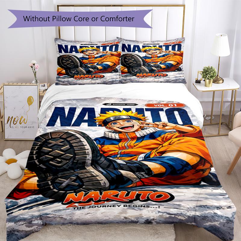 Naruto Adventure Print 3Pcs Duvet Cover Set 1 Duvet Cover and 2 Pillowcases Soft Bed Linen For Household Bedroom