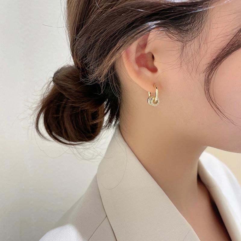 Французские элегантные модные ювелирные изделия 14-каратное настоящее золотое покрытие роскошные циркониевые круглые вращающиеся серьги-колонны женские свадебные вечерние серьги