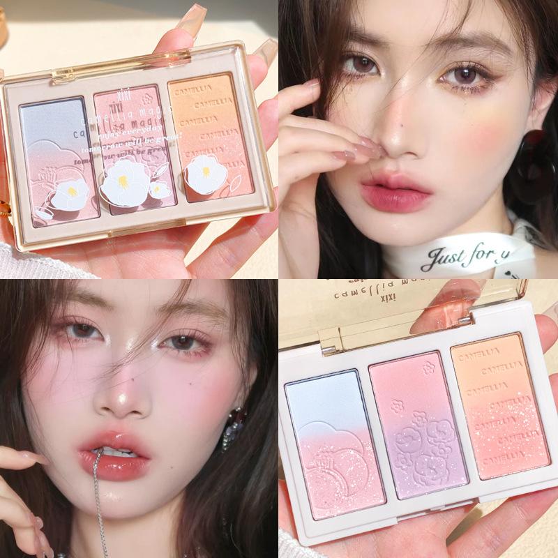 Xixi 3-в-1 Exquisite Girl Magic Camellia Contour Palette Stereo Highlight Sexy Contour Blush