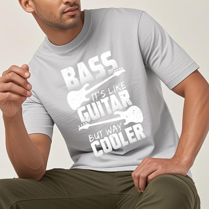 Brand Tshirts for Unisex Printed Unisex short sleeve tshirt Graphic Bass Its Like Guitar But Way Cooler Cool For Unisex Tee shirt