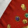 Б/у YVES SAINT LAURENT Ив Сен Лоран Шарф Шелковый Барокко Украшения Красный Золотой Тонкий Большой Винтажный