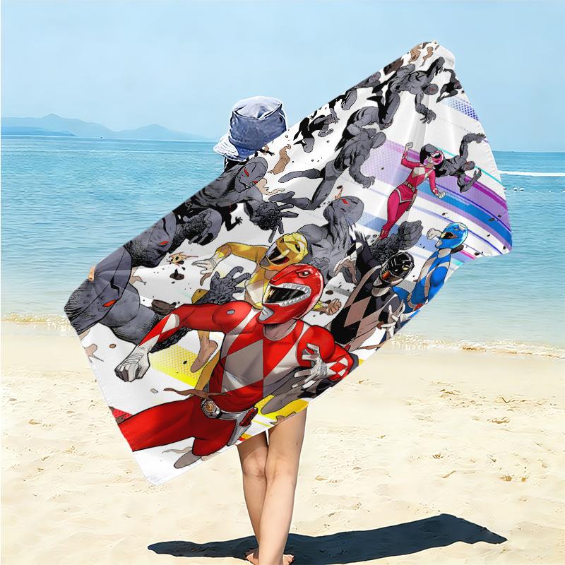 1Pc Power Rangers Teamup Beach Towel Microfiber Beach Towel Thin Absorbent For Beach Swimming Yoga Bath Sports 0917262