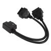Разветвитель OBD2 1 в 2 Y-образный разветвитель Удлинительный кабель 16-контактный Автомобильный диагностический удлинительный шнур Адаптер Подходит для 12 В 24 В Порт OBDII