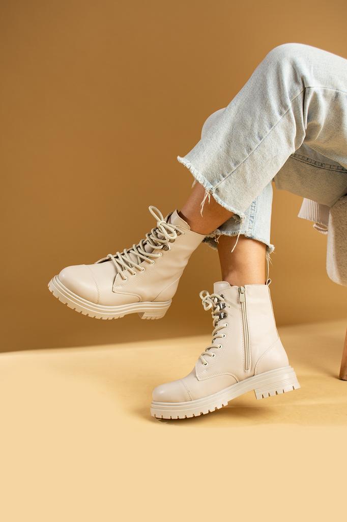 Warm Lining Comfort Sole Zippered Lace Up Women's Boots 57-250-23Volume