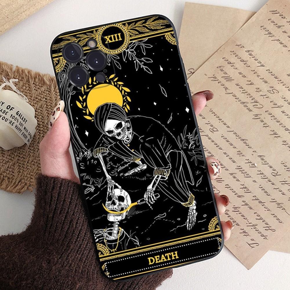 Death Tarot Phone Case Silicone Soft for iphone 15 14 13 12 11 Pro Mini XS MAX 8 7 6 Plus X XS XR Cover