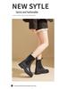 Women's Elastic Mid-Calf Waterproof Fashion Rain Boots - Wear-Resistant, Non-Slip, Height-Increasing, Solid Color.