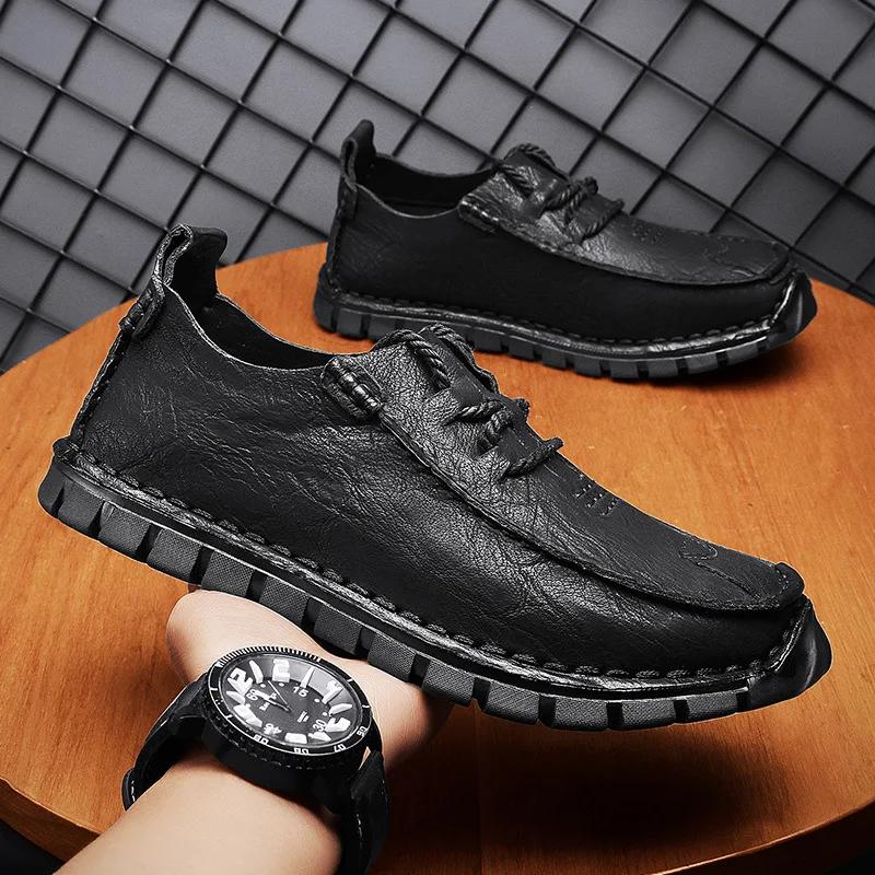 Fashion Men Shoes  Business Formal Cow Leather Casual Shoes Winter Men Loafers Slip On Moccasins Outdoor Tooling Shoes Zapatos De Hombre
