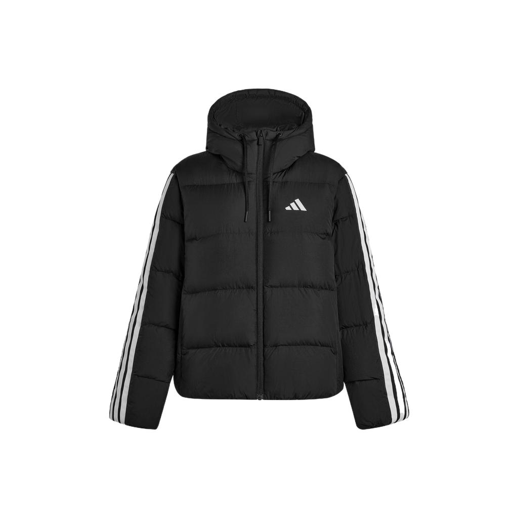 Adidas Essentials Skin-Friendly Comfortable Hooded Down Jacket, Women Outerwear Black KH3978