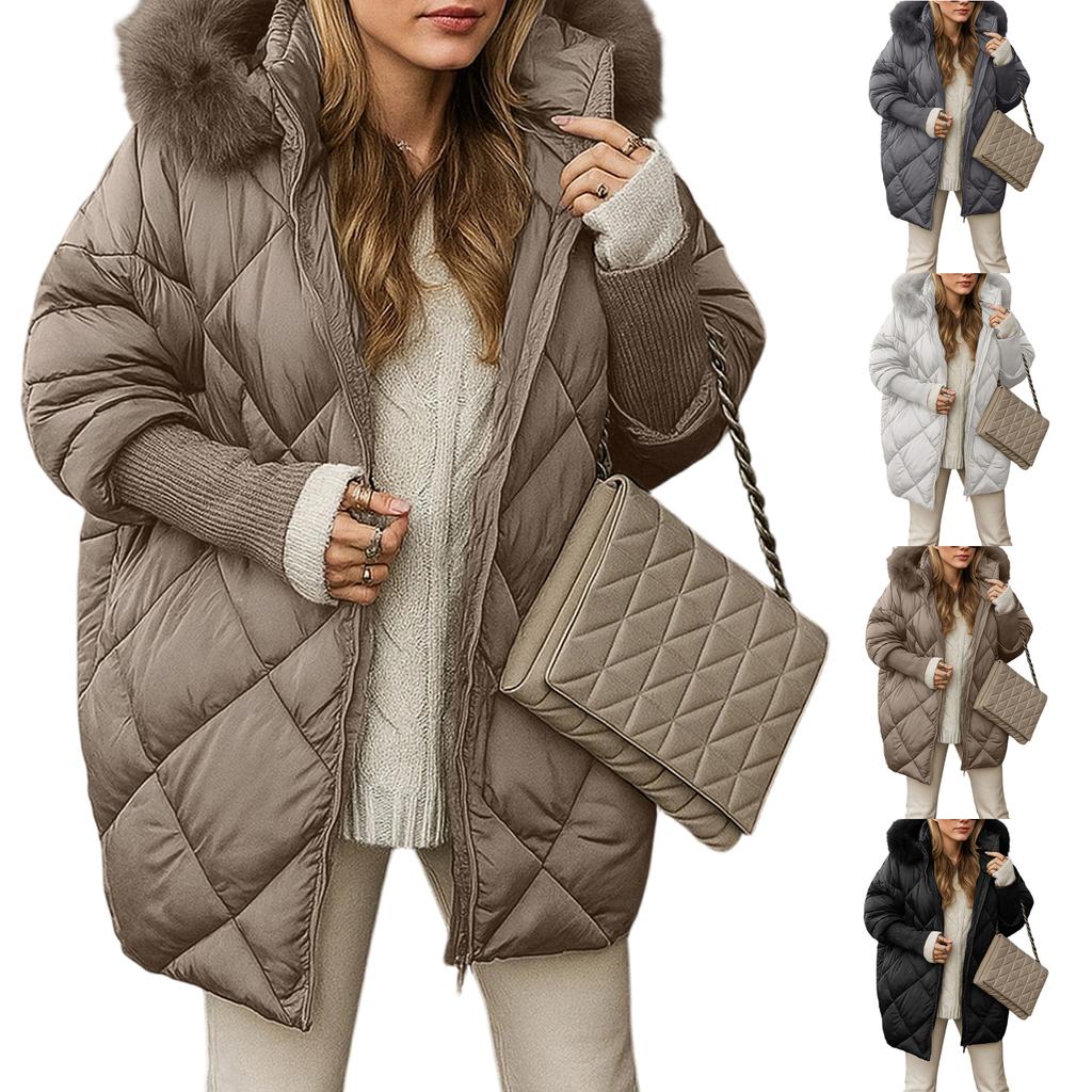 Jackets For Women Jacket Fleece Lined Winter Coats Hooded Down Coat With Zip Pockets