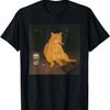 Кот-курильщик Забавный курящий кот Мем Глупый мозг Т-Ширт(4)