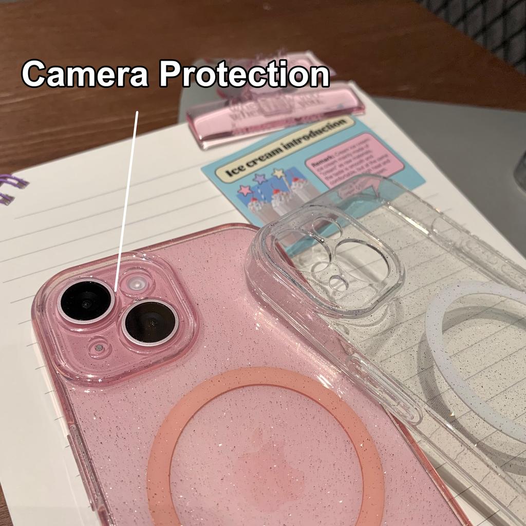 Роскошный прозрачный блестящий мягкий чехол для iPhone 16 15 Plus 14 13 Pro Max для беспроводной зарядки Magsafe, магнитный силиконовый чехол