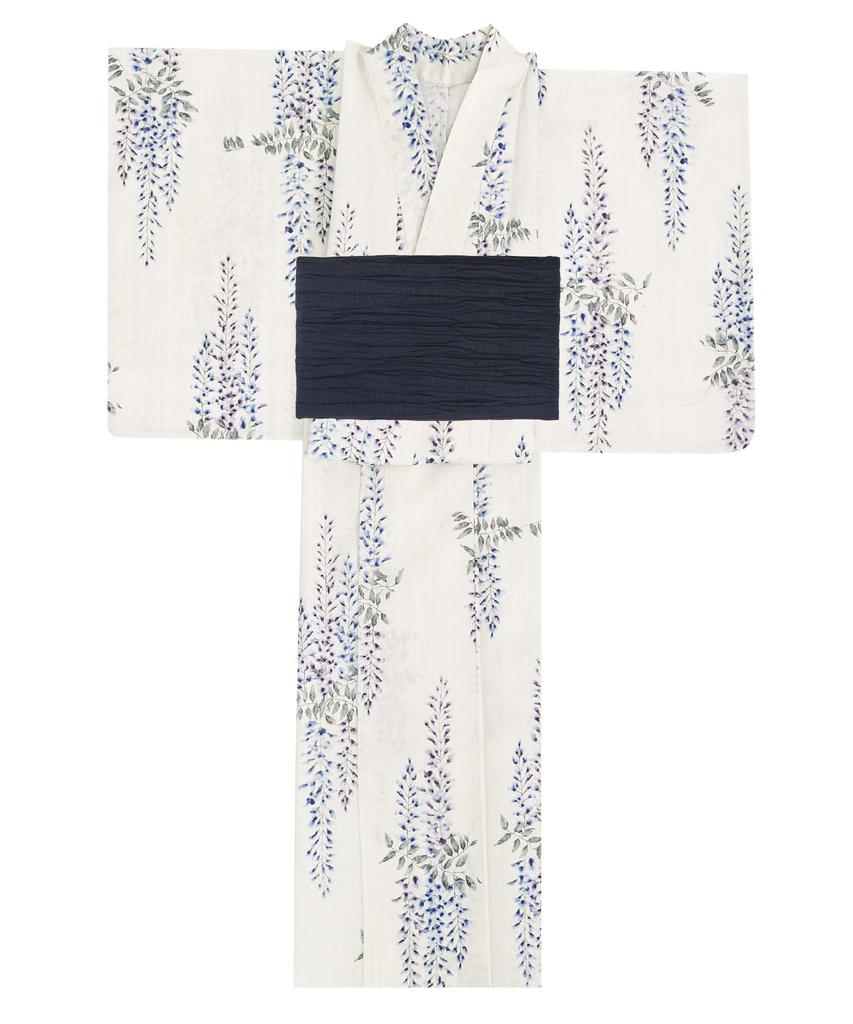 Комплект для смены юката Heiko E Kyoto, один размер [KYOETSU], плетение, неотбеленный, 2 предмета (юката, оби), Женский (2. Шигуре, большинство)