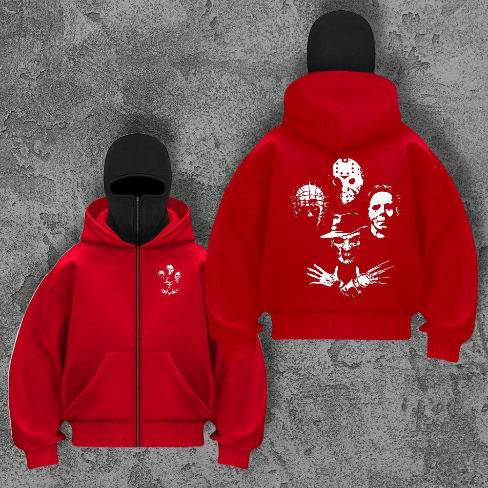 Трендовый бренд Бархатный двойной капюшон Уникальный дизайн Толстовка с капюшоном для осени и зимы, Новая унисекс свободная толстовка Y2K