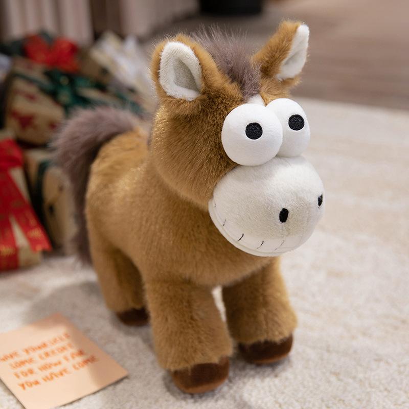 Cartoon Funny Brown Pony Doll Plush Toy Foal Doll Children Soothing Rag Doll Birthday Gift