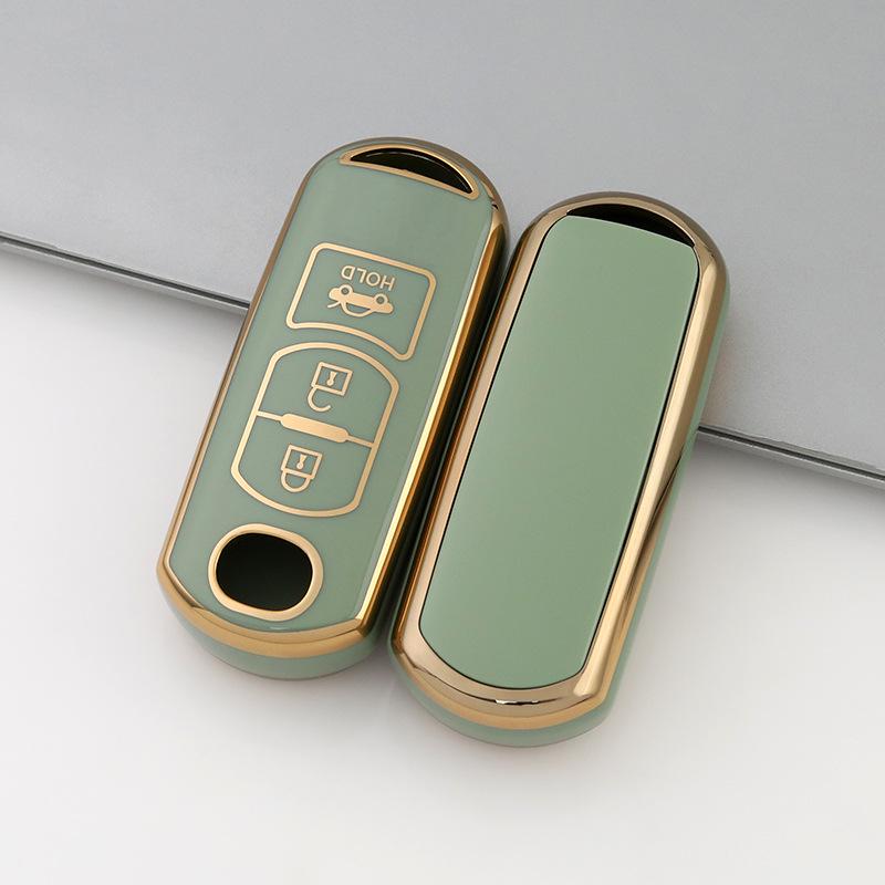 Чехол для ключа с золотой оправой для 2-кнопочных/3-кнопочных моделей Mazda CX-30, Atez, CX-4, CX-5, CX-8