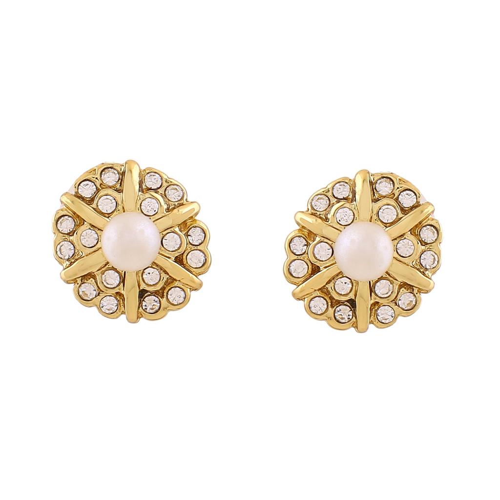 Позолоченные дизайнерские серьги-гвоздики Estele с кристаллами для женщин