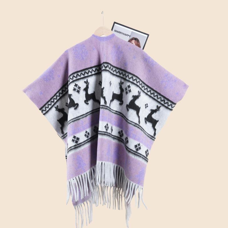 Autumn and Winter Double-sided Thickened Shawl with Female Christmas Series Going Out Warm Cape Cape New