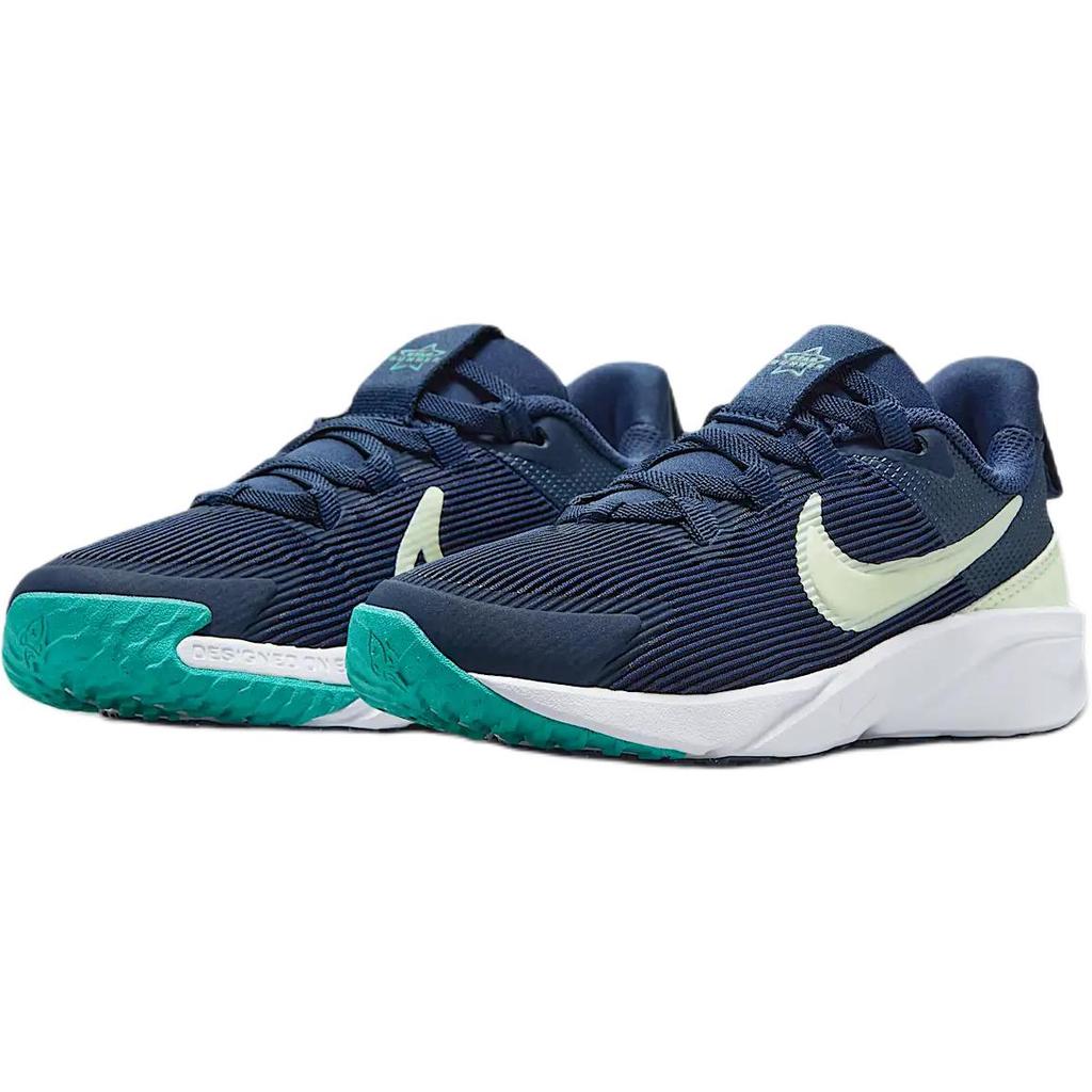 Nike Star Runner 4 PS Midnight Navy Volt Tint Kids Sneakers Blue Dusty-Cactus White DX7614-409