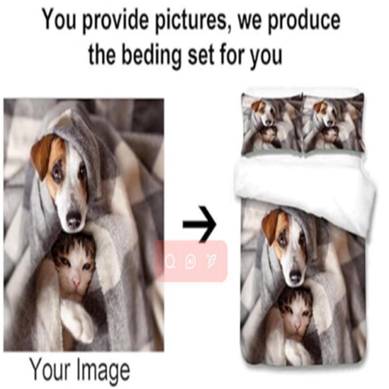 Customize Photos Customize your photo Bedding Set Breathable Duvet Cover with Pillowcases Home Decoration Birthday Gift