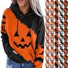 Women's Casual Fashion Halloween Print Long Sleeve Pullover Hooded Top