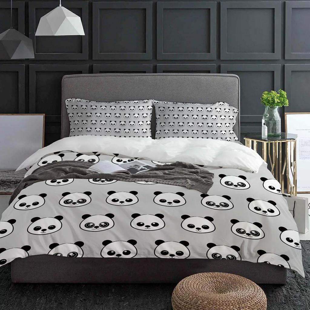 Cartoon Kawaii Panda Duvet Cover Bed Bedding Set Home Textile Quilt Cover Pillowcases Bedroom Double Bedding Set No Sheet