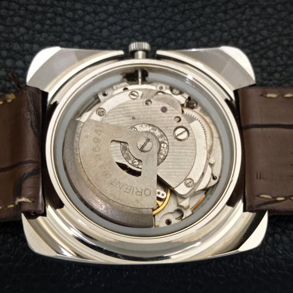 USED JAPAN VINTAGE ORIENT AUTOMATIC 46941 MENS GREEN COLOR DIAL WATCH A702213-5 R123-a702213