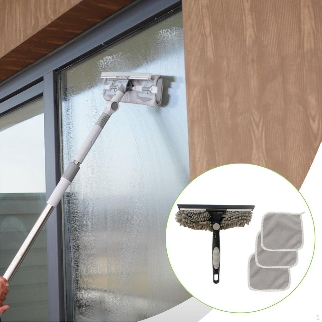 Инструмент для мытья окон 2 в 1 Удобный Многофункциональный Бытовой Прочный Инвентарь с 3 Тканями