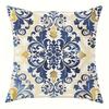 Blue and Yellow Retro Pattern Home Decor Pillowcase Living Room Sofa Polyester Cushion Cover with Zipper