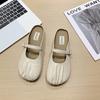 French Bag Head Empty Slippers Women's Summer Outer Wear Folds Niche Design Sense Flat Bottom Word with Cool Slippers with Heel