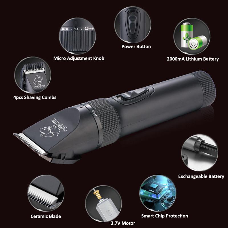 Hot Professional Dog Hair Trimmer Low-Noise Dog Grooming Clippers Rechargeable Haircut Machine 33 teeth cutters