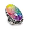 Rainbow Solar Quartz Gemstone Handmade 925 Sterling Silver Ring Size 10 F3n03